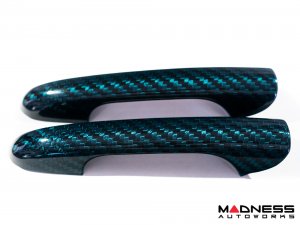 FIAT 500 Exterior Door Handle Kit - Carbon Fiber - Verde Azzurro (Blue-Green)